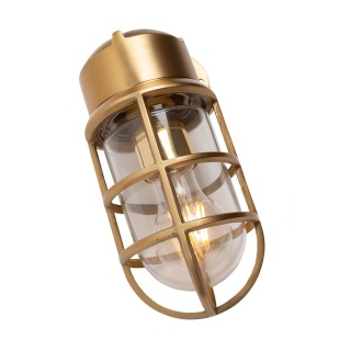 Kemp Lacquered Antique Brass IP65 Rated Outdoor & Bathroom Nautical Wall Light