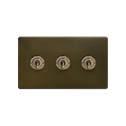 Bronze 20A 3 Gang Intermediate Toggle Screwless