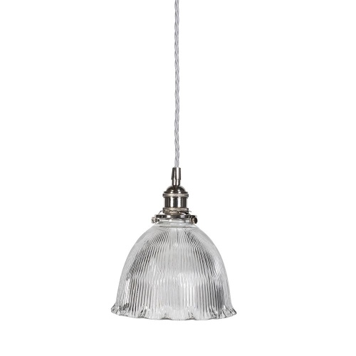 D'Arblay Nickel Scalloped Prismatic Glass Dome Pendant Light