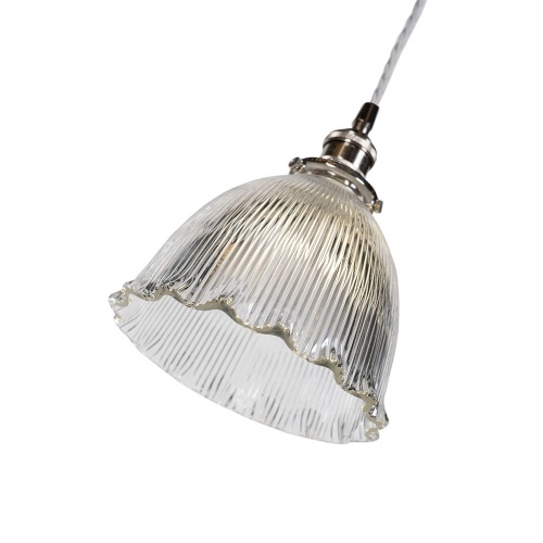 D'Arblay Nickel Scalloped Prismatic Glass Dome Pendant Light