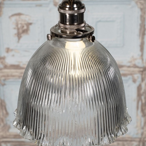 D'Arblay Nickel Scalloped Prismatic Glass Dome Pendant Light