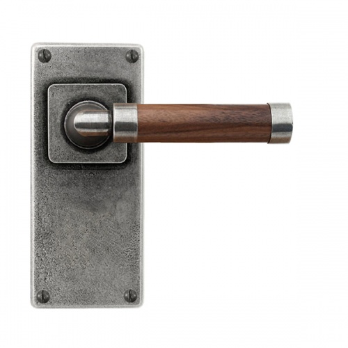 Finesse Milton Jesmond Pewter and Walnut Door Handle on Backplate