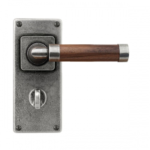 Finesse Milton Jesmond Pewter and Walnut Door Handle on Backplate