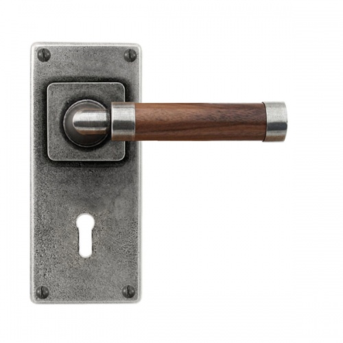 Finesse Milton Jesmond Pewter and Walnut Door Handle on Backplate