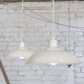 Portland Reclaimed Style Industrial Pendant Light Clay White Cream