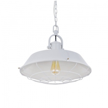 Brewer Cage Industrial Pendant Light Pale Grey