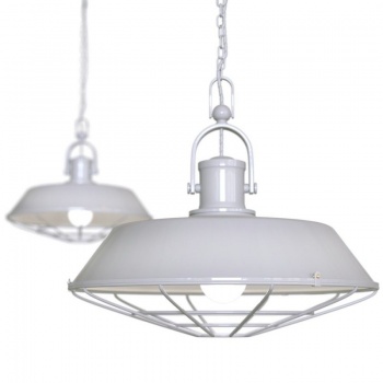 Brewer Cage Industrial Pendant Light Pale Grey