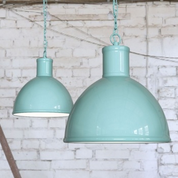 Wardour Industrial Bay Pendant Light Duck Egg Blue Turquoise