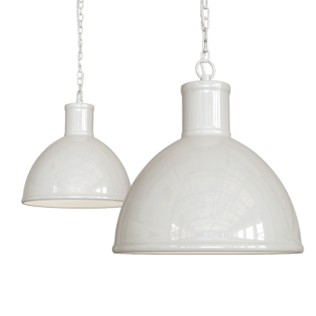 Wardour Industrial Bay Pendant Light Clay White Cream