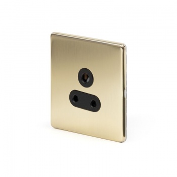 Brushed Brass 5 Amp Socket Black Ins Unswitched Screwless