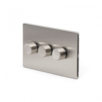 Brushed Chrome 3 Gang 2 Way Trailing Edge Dimmer