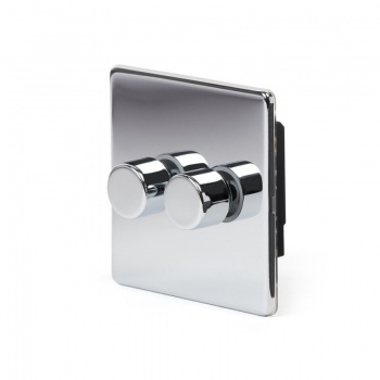 Polished Chrome Luxury 2 Gang 2 Way Trailing Edge Dimmer