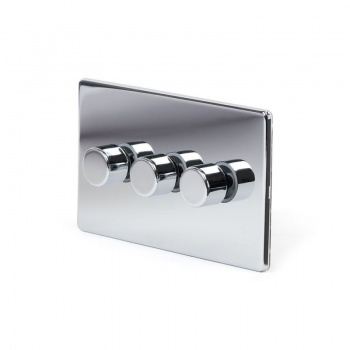 Polished Chrome Luxury 3 Gang 2 Way Trailing Edge Dimmer