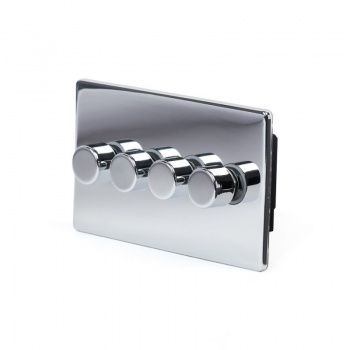 Polished Chrome Luxury 4 Gang 2 Way Trailing Edge Dimmer