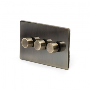 Aged Brass 3 Gang 2 Way Trailing Edge Dimmer