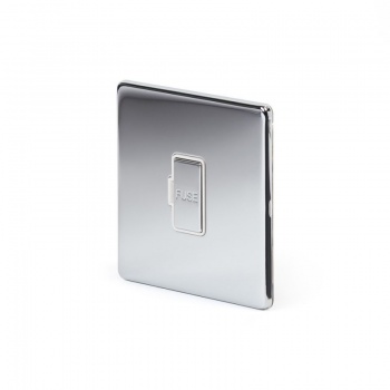 Polished Chrome Luxury 13A Double Pole Unswitched Fuse Connection Unit With White Insert