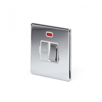 Polished Chrome Luxury 13A Double Pole Switched Fuse Connection Unit With Neon White Insert