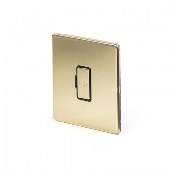 Brushed Brass Period 13A Double Pole Unswitched Fuse Connection Unit With Black Insert