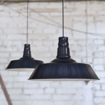 Large Argyll Industrial Pendant Light Squid Ink Dark Blue