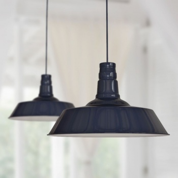 Large Argyll Industrial Pendant Light Squid Ink Dark Blue