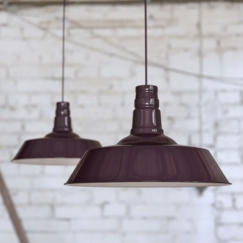 Large Argyll Industrial Pendant Light Mulberry Red Maroon