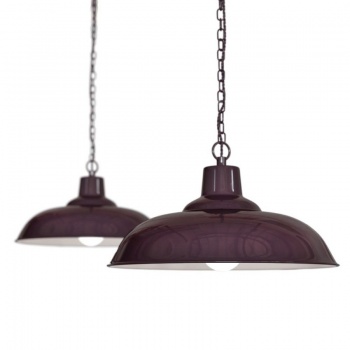 Portland Reclaimed Style Industrial Pendant Light Mulberry Red Maroon