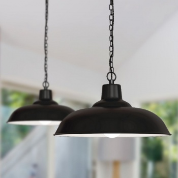 Portland Reclaimed Style Industrial Pendant Light Matt Black