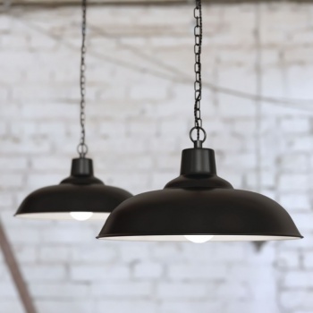 Portland Reclaimed Style Industrial Pendant Light Matt Black