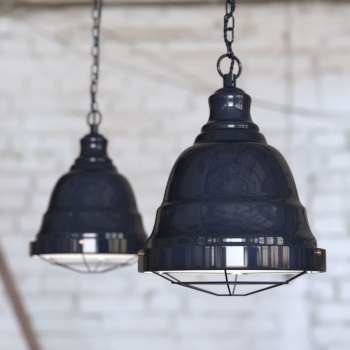 Ganton Vintage Cage Pendant Light Squid Ink Dark Blue