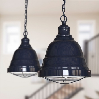 Ganton Vintage Cage Pendant Light Squid Ink Dark Blue