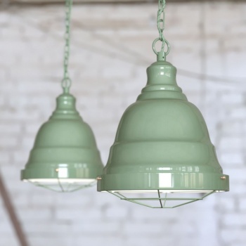 Ganton Vintage Cage Pendant Light Chalk Mint Green