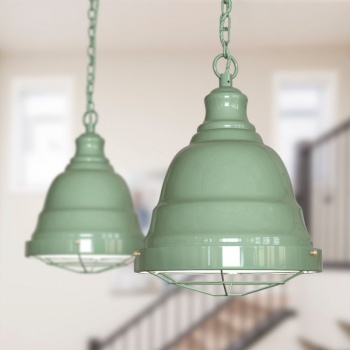 Ganton Vintage Cage Pendant Light Chalk Mint Green