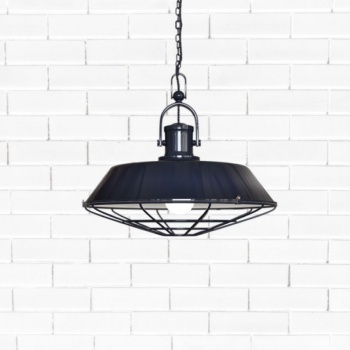 Brewer Cage Industrial Pendant Light Squid Ink Dark Blue