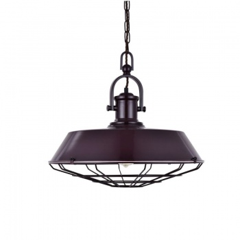 Brewer Cage Industrial Pendant Light Mulberry Red Maroon