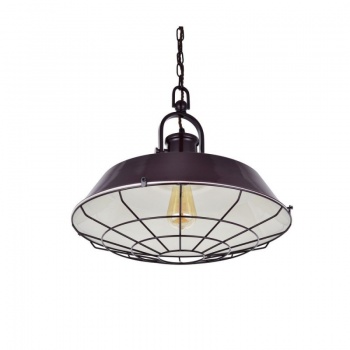 Brewer Cage Industrial Pendant Light Mulberry Red Maroon