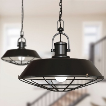 Brewer Cage Industrial Pendant Light Matt Black