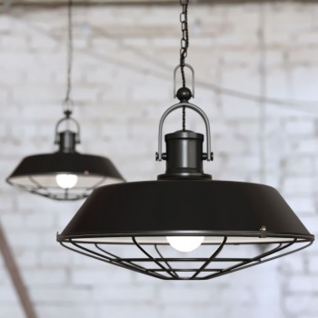 Brewer Cage Industrial Pendant Light Matt Black