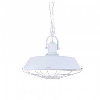 Brewer Cage Industrial Pendant Light Pure White