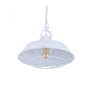 Brewer Cage Industrial Pendant Light Pure White