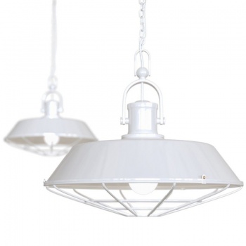 Brewer Cage Industrial Pendant Light Pure White