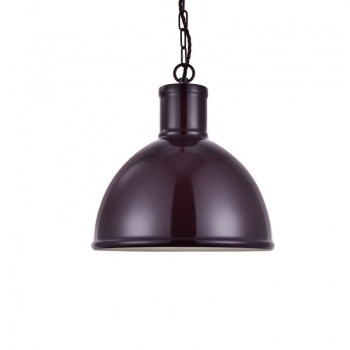 Wardour Industrial Bay Pendant Light Mulberry Red Maroon