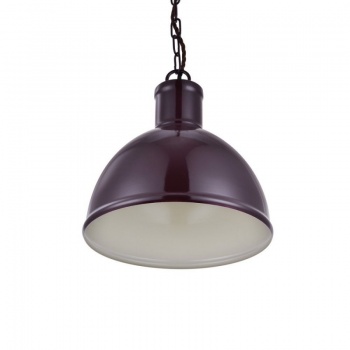 Wardour Industrial Bay Pendant Light Mulberry Red Maroon