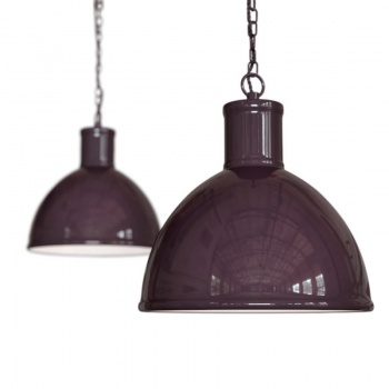 Wardour Industrial Bay Pendant Light Mulberry Red Maroon