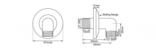 Nickel Shower Wall Elbow