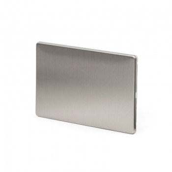 Brushed Chrome Double Blanking Plate - Satin Steel - Sockets & Switches