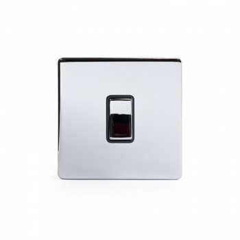 Polished Chrome Luxury 10A 1 Gang 2 Way Switch with Black Insert - Bright Chrome - Sockets & Switches