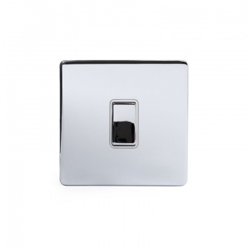 Polished Chrome Luxury 1 Gang 20 Amp Switch With White Insert