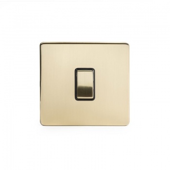 Brushed Brass Period 10A 1 Gang 2 Way Switch With Black Insert