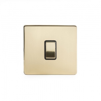 Brushed Brass Period 10A 1 Gang Intermediate Switch With Black Insert