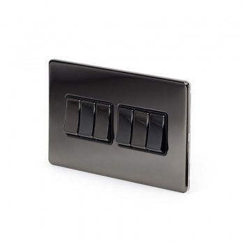 Black Nickel 10A 6 Gang 2 Way Switch with Black Insert